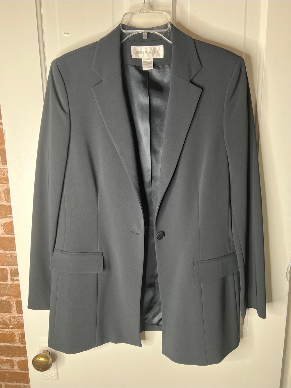 Jones New York Ladies Slate Grayish Black Single-Button Blazer